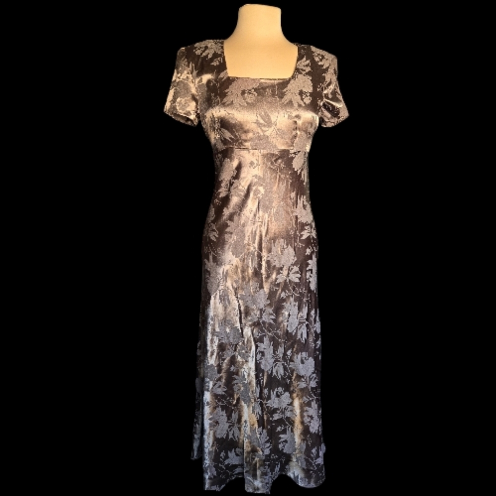 All that Jazz Elegant Vintage Floral Maxi Dress in Brown